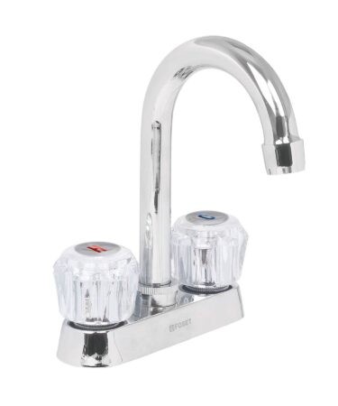 Mezcladora 4? para lavabo, cuello bar, manerales de acrílico