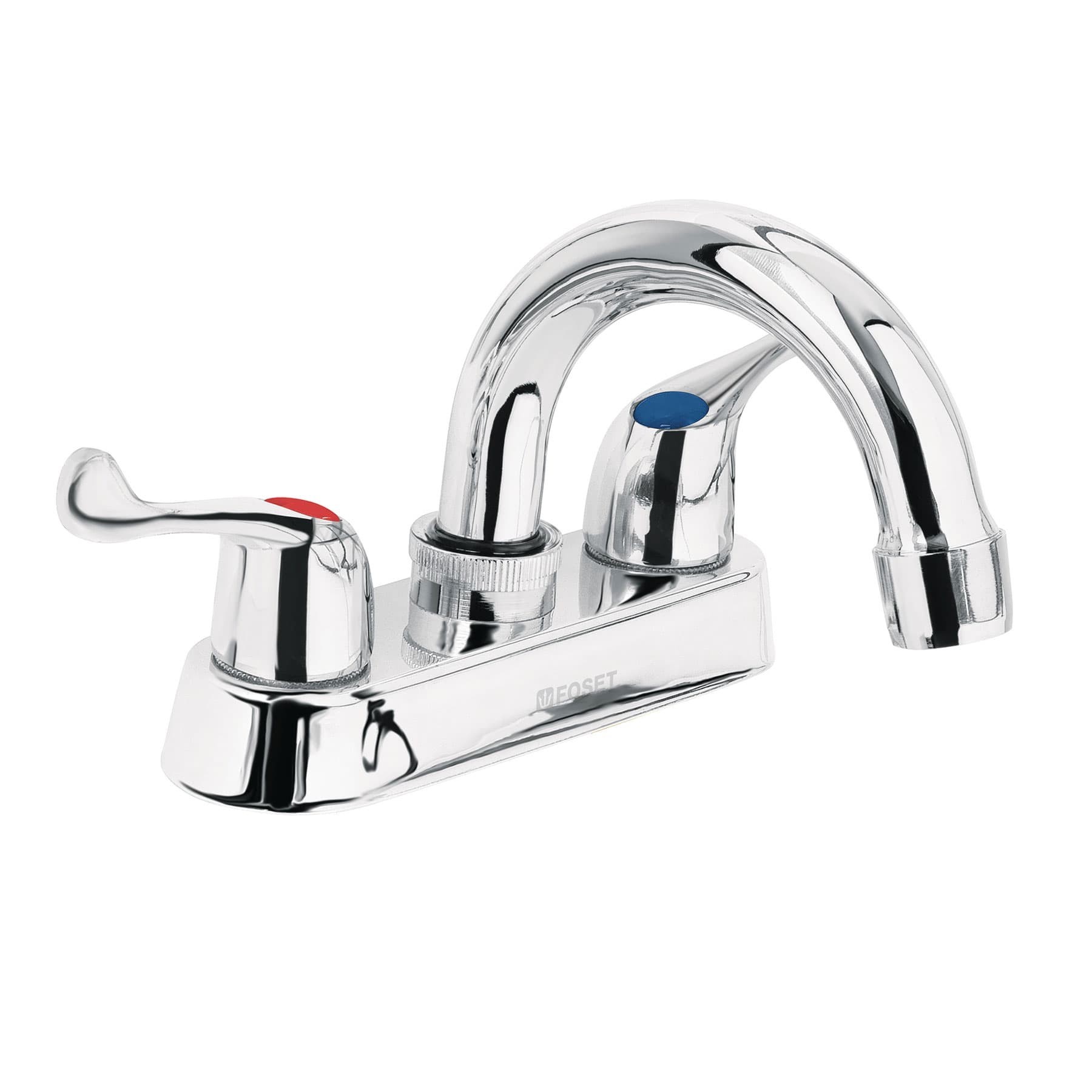 Mezcladora 4? para lavabo, cuello curvo, manerales palanca