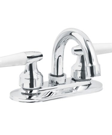 Mezcladora 4? para lavabo, cuello curvo, manerales cono