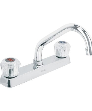 Mezcladora 8? p/fregadero, cuello corto, manerales acrílico