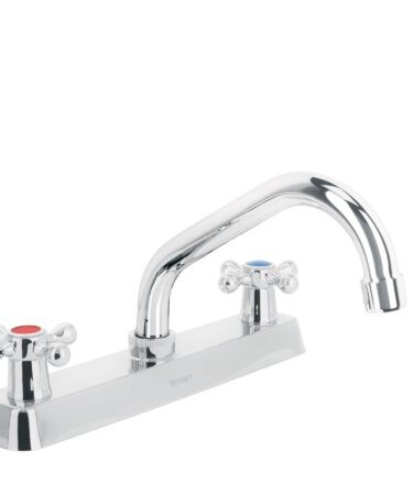 Mezcladora 8? p/fregadero, cuello corto, manerales cruceta