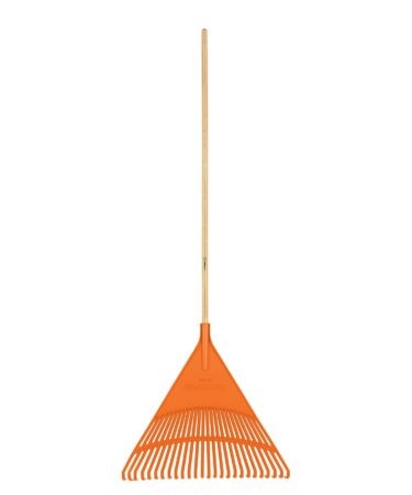 Escoba plástica rígida para jardín, 26 dientes, mango 48? Codigo:19788