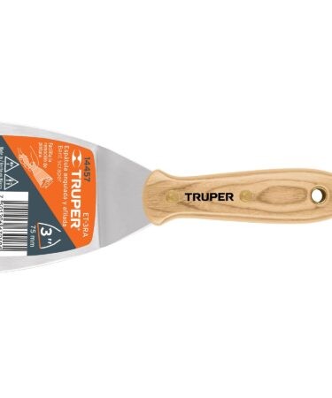 Espátula afilada y angulada 3? con mango de madera, Truper Codigo:14457