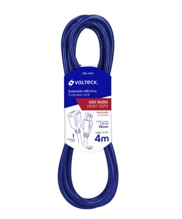 Extensión de uso rudo aterrizada 4 m 3×16 AWG, Volteck Codigo:48057
