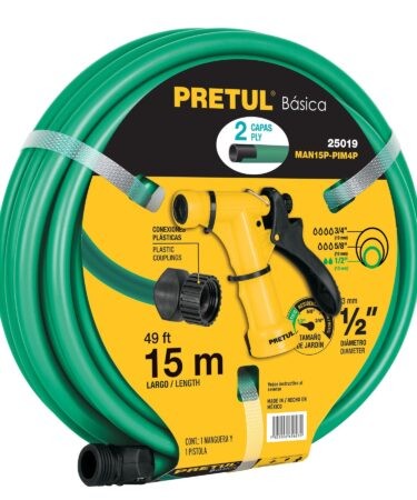 Combo manguera MAN-15X1/2P y pistola de riego PIM-4P, Pretul Codigo:25019