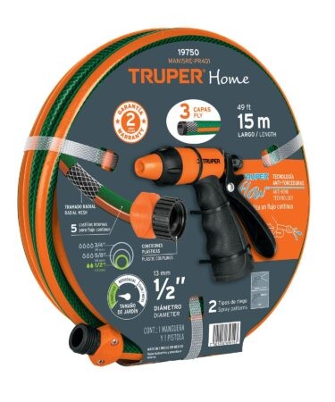 Combo manguera MAN-15X1/2RE y pistola de riego PR-401 Codigo:19750