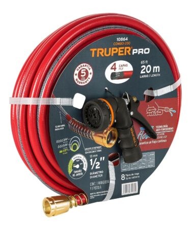 Combo manguera MAN-20X1/2X y pistola de riego PR-208, Truper  Codigo:10864