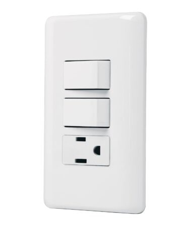 Placa armada con contacto y 2 interruptores sencillos, Basic Código: 25081