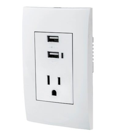 Contacto 2polos + tierra con 2 puertos USB, Oslo, blanco Código:   48313