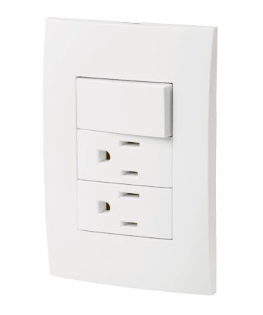 Placa armada 2 contactos e interruptor, línea Oslo, blanco Código: 46489