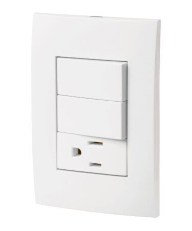 Placa armada contacto y 2 interruptores, línea Oslo, blanco  Código:   46488