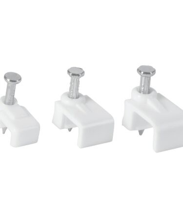 Grapas blancas para cable plano, bolsa con 500 piezas