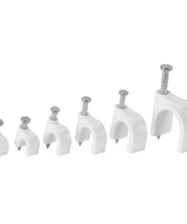 Grapas blancas para cable redondo, bolsa con 20 piezas