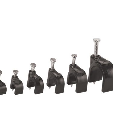 Grapas negras para cable redondo, bolsa con 20 piezas